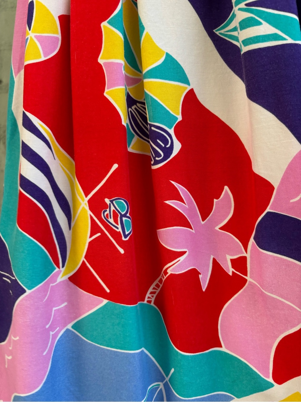Vintage 1980s Colourfup Novelty Beach Print Pleated Midi Skirt - Picture 6 of 12